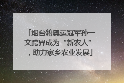 烟台籍奥运冠军孙一文跨界成为“新农人”，助力家乡农业发展
