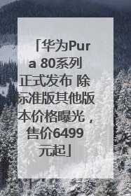 华为Pura 80系列正式发布 除标准版其他版本价格曝光，售价6499元起
