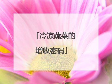 冷凉蔬菜的增收密码