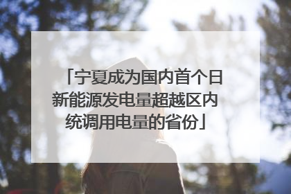 宁夏成为国内首个日新能源发电量超越区内统调用电量的省份