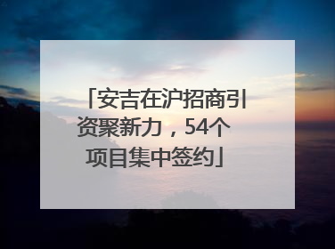 安吉在沪招商引资聚新力，54个项目集中签约