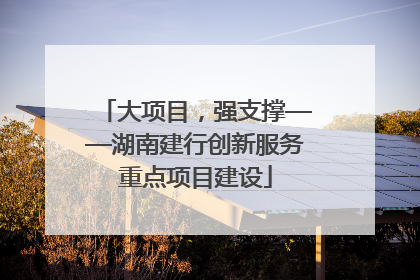 大项目，强支撑——湖南建行创新服务重点项目建设