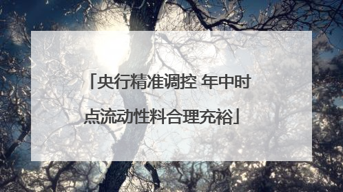 央行精准调控 年中时点流动性料合理充裕