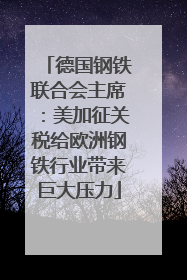 德国钢铁联合会主席：美加征关税给欧洲钢铁行业带来巨大压力