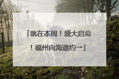 就在本周！盛大启幕！福州向海邀约→