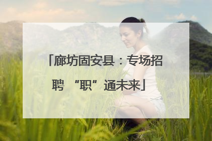 廊坊固安县：专场招聘 “职”通未来