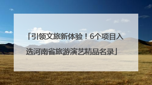 引领文旅新体验！6个项目入选河南省旅游演艺精品名录