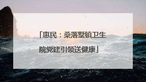 惠民：桑落墅镇卫生院党建引领送健康