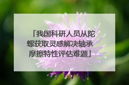 我国科研人员从陀螺获取灵感解决轴承摩擦特性评估难题
