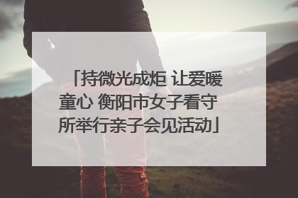 持微光成炬 让爱暖童心 衡阳市女子看守所举行亲子会见活动