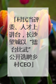 村民当评委、人才上讲台，长沙望城以“擂台比武” 公开选聘乡村CEO