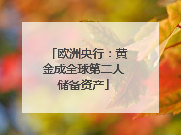 欧洲央行：黄金成全球第二大储备资产