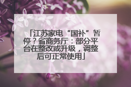 江苏家电“国补”暂停？省商务厅：部分平台在整改或升级，调整后可正常使用