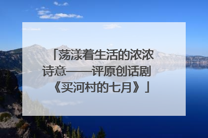 荡漾着生活的浓浓诗意——评原创话剧《买河村的七月》
