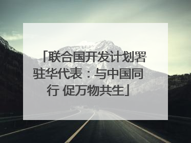 联合国开发计划署驻华代表：与中国同行 促万物共生
