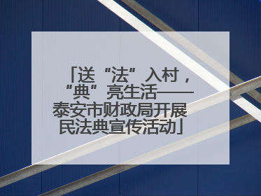 送“法”入村，“典”亮生活——泰安市财政局开展民法典宣传活动