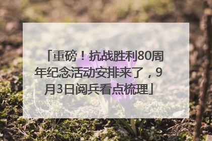 重磅！抗战胜利80周年纪念活动安排来了，9月3日阅兵看点梳理
